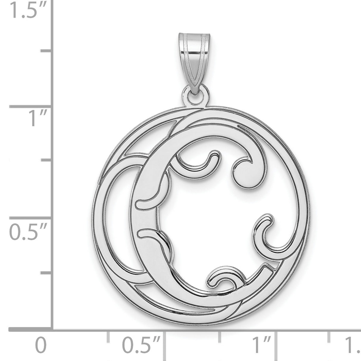 Sterling Silver Initial C Pendant with Filigree Swirl Design, Monogram Letter Charm
