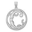 Sterling Silver Initial C Pendant with Filigree Swirl Design, Monogram Letter Charm