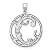 Sterling Silver Initial C Pendant with Filigree Swirl Design, Monogram Letter Charm