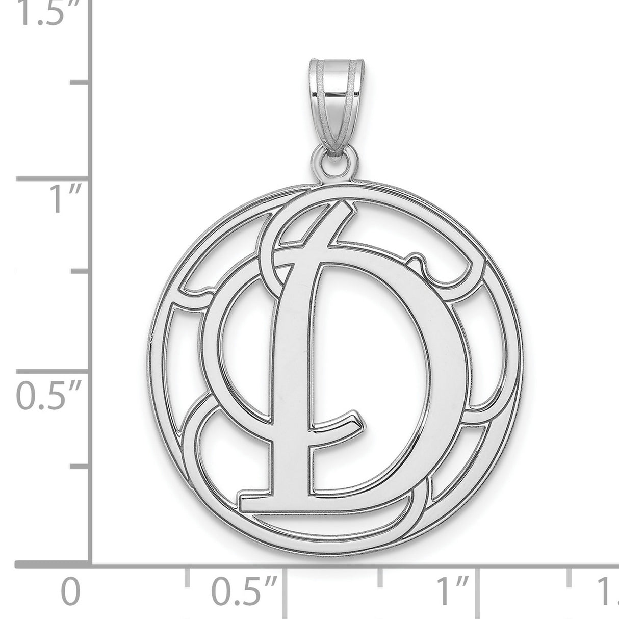 Sterling Silver Monogram Pendant with Intertwined D and L Letters, Openwork Script Charm