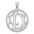 Sterling Silver Monogram Pendant with Intertwined D and L Letters, Openwork Script Charm