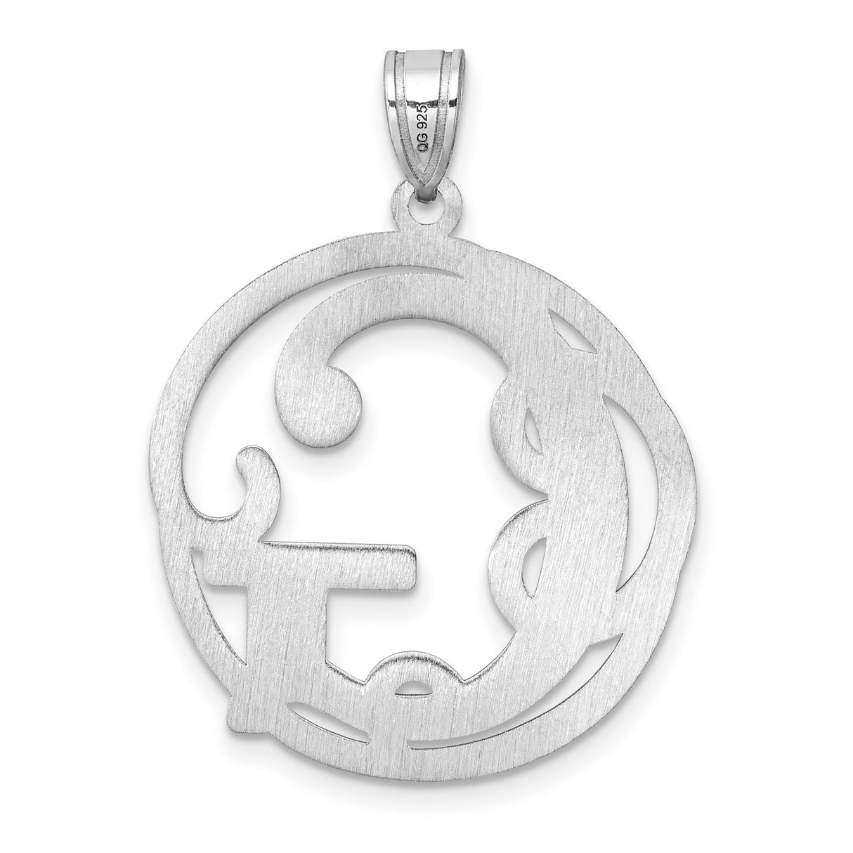 Sterling Silver Pendant with Script Letter G, Ornate Initial Monogram Charm for Women