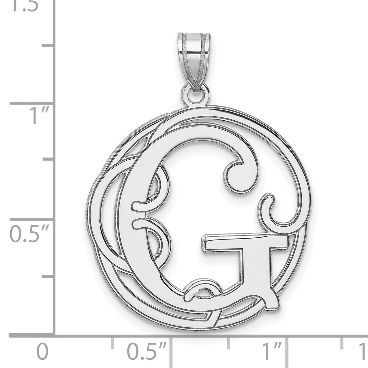 Sterling Silver Pendant with Script Letter G, Ornate Initial Monogram Charm for Women