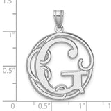 Sterling Silver Pendant with Script Letter G, Ornate Initial Monogram Charm for Women