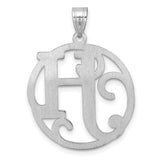 Sterling Silver Initial Pendant, Bold Script Letter H in Filigree Circle Design