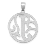 Sterling Silver Pendant, Script Letter J in Openwork Circle Design