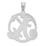 Sterling Silver Pendant with Script Letter K in Round Frame, Monogram Initial Charm