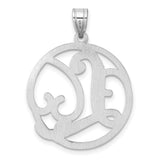 Sterling Silver Pendant with Script Letter L, Round Openwork Monogram Charm for Women