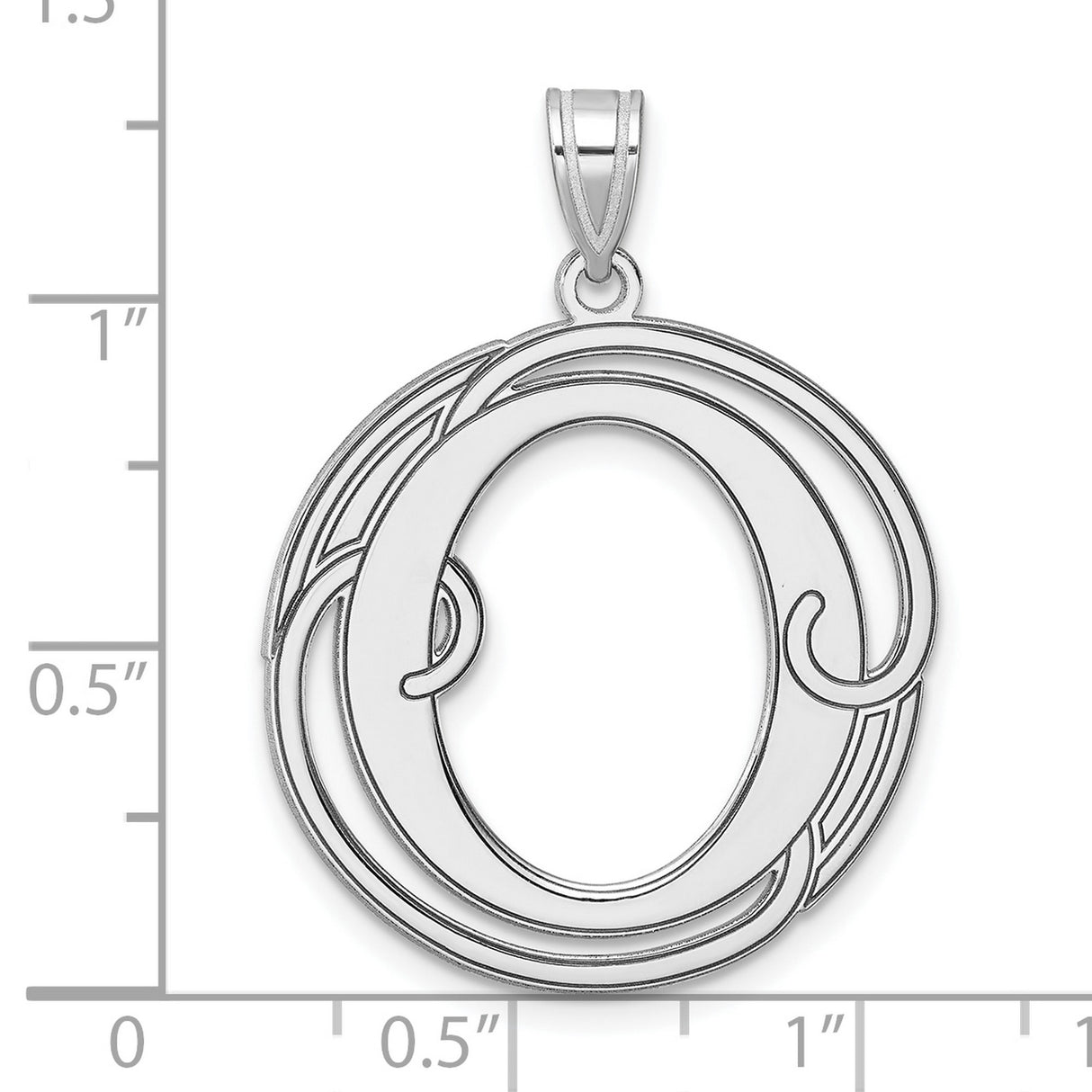 Sterling Silver Initial O Pendant with Filigree Detailing, Script Monogram Charm