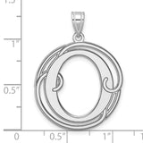 Sterling Silver Initial O Pendant with Filigree Detailing, Script Monogram Charm