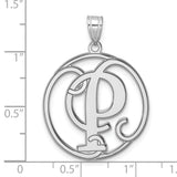 Sterling Silver Pendant with Script Letter P in Round Openwork Design
