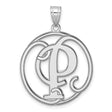Sterling Silver Pendant with Script Letter P in Round Openwork Design