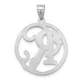 Sterling Silver Monogram Pendant with Script Letter R in Circle Frame