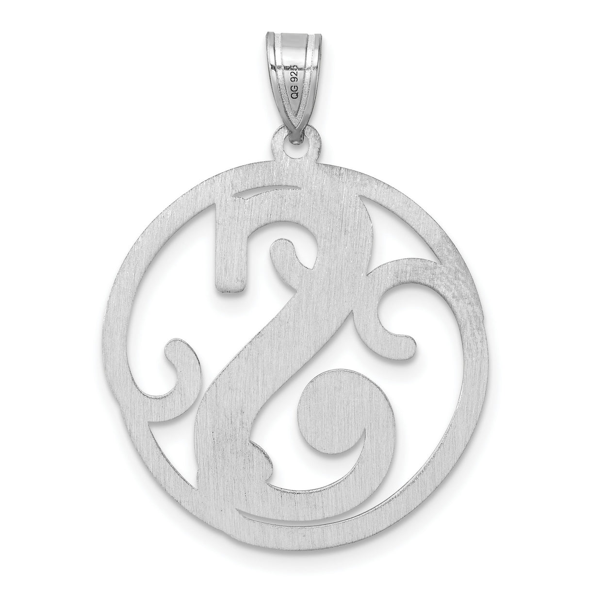 Sterling Silver Pendant with Large Ornate Letter S, Circular Filigree Scroll Design