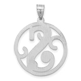 Sterling Silver Pendant with Large Ornate Letter S, Circular Filigree Scroll Design