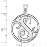Sterling Silver Pendant with Large Ornate Letter S, Circular Filigree Scroll Design