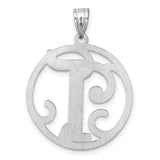Sterling Silver Pendant, Script Cutout Letter T Monogram Charm for Women or Unisex Wear