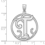 Sterling Silver Pendant, Script Cutout Letter T Monogram Charm for Women or Unisex Wear