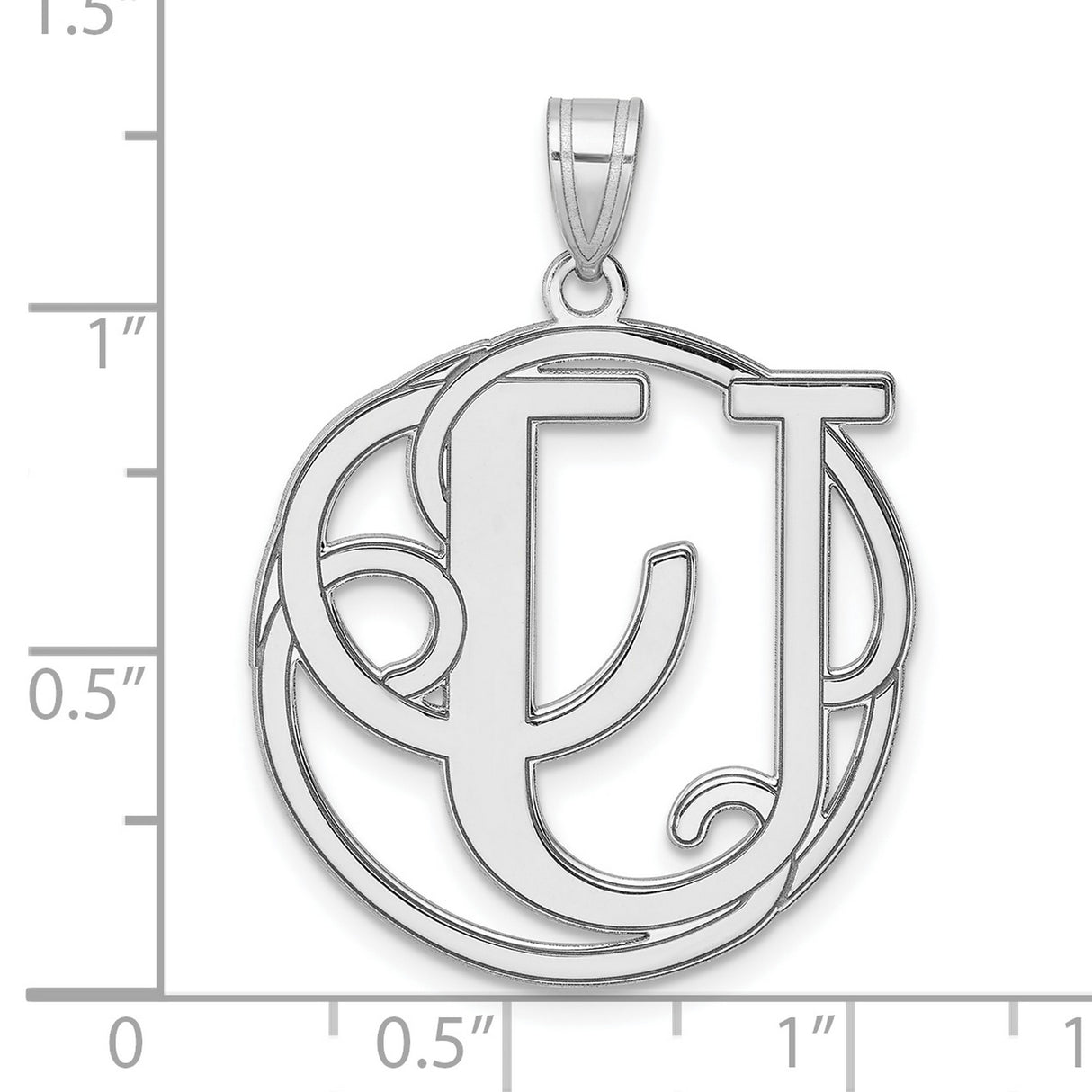 Sterling Silver Pendant with Intertwined CJ Letters in Openwork Circle Design