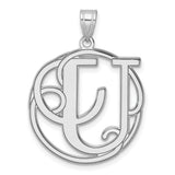 Sterling Silver Pendant with Intertwined CJ Letters in Openwork Circle Design