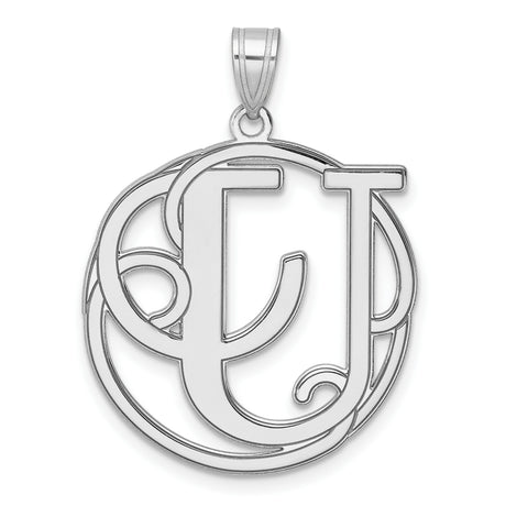 Sterling Silver Pendant with Intertwined CJ Letters in Openwork Circle Design