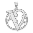 Sterling Silver Initial Pendant with Letter V in Round Frame, Monogram Alphabet Jewelry for Women