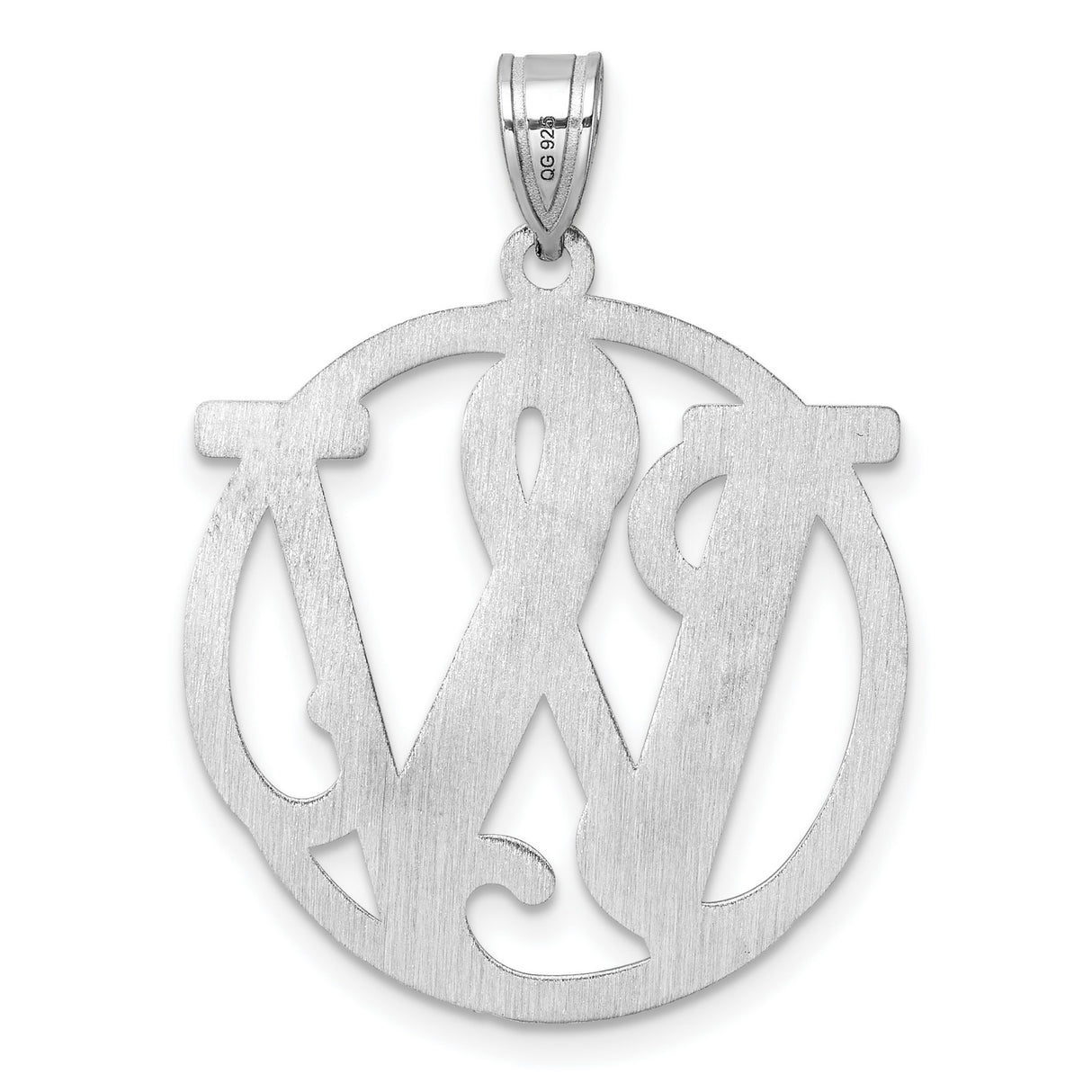 Sterling Silver Monogram Pendant with Interlocking Script Letters P W in Circular Frame
