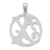 Sterling Silver Letter X Pendant, Ornate Script Initial Charm Circle Design