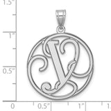 Sterling Silver Initial V Pendant, Ornate Script Letter Monogram Charm for Women