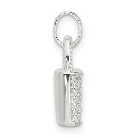 Sterling Silver Padlock Pendant with Cubic Zirconia, Keyhole Design, Modern Romantic Charm