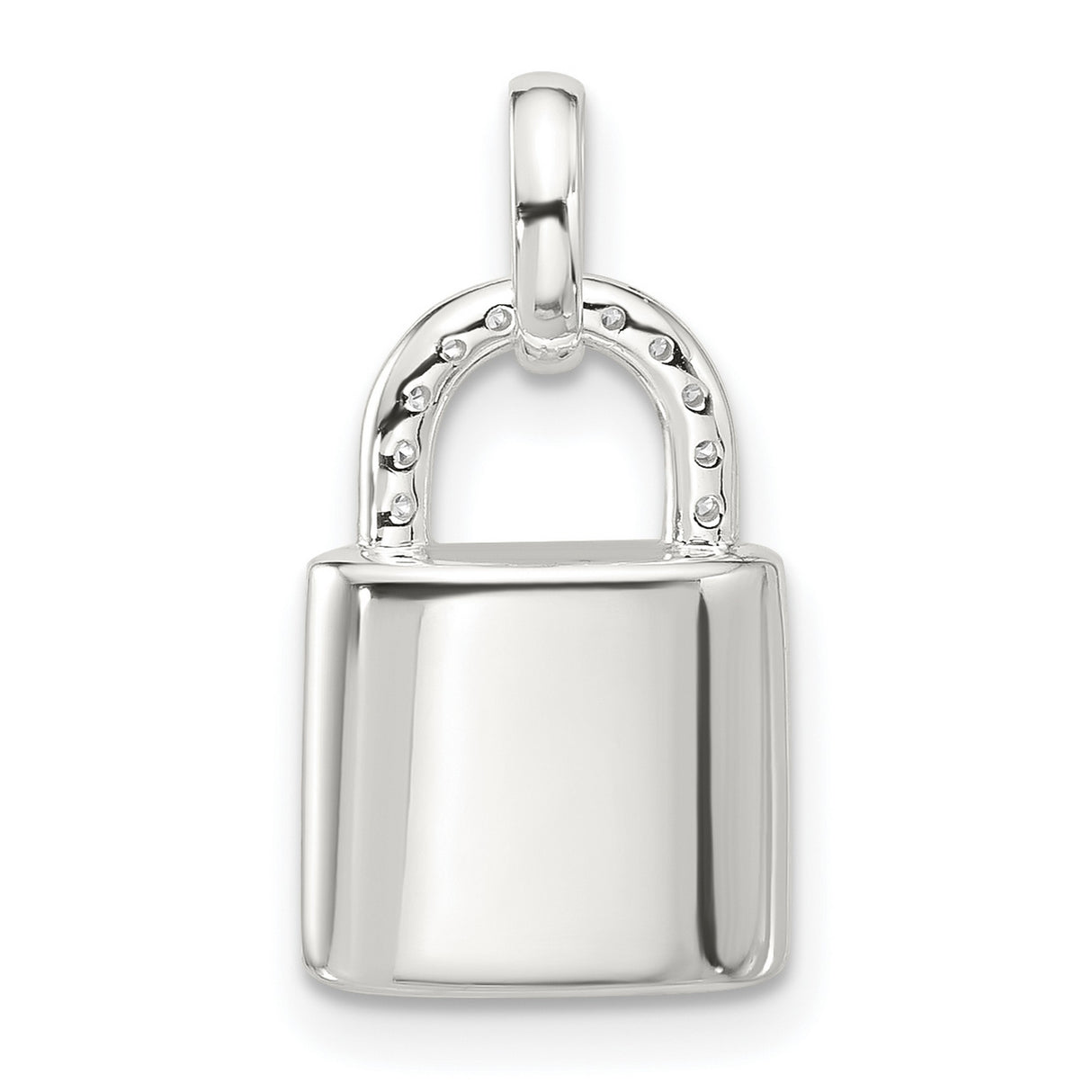 Sterling Silver Padlock Pendant with Cubic Zirconia, Keyhole Design, Modern Romantic Charm