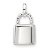 Sterling Silver Padlock Pendant with Cubic Zirconia, Keyhole Design, Modern Romantic Charm