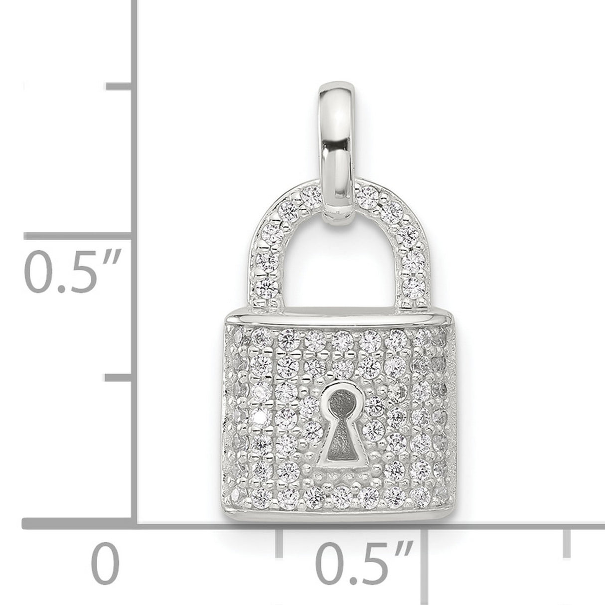 Sterling Silver Padlock Pendant with Cubic Zirconia, Keyhole Design, Modern Romantic Charm