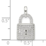 Sterling Silver Padlock Pendant with Cubic Zirconia, Keyhole Design, Modern Romantic Charm