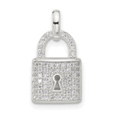 Sterling Silver Padlock Pendant with Cubic Zirconia, Keyhole Design, Modern Romantic Charm