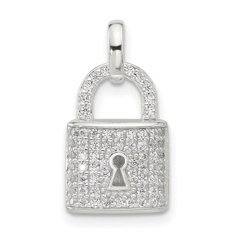 Sterling Silver Padlock Pendant with Cubic Zirconia, Keyhole Design, Modern Romantic Charm