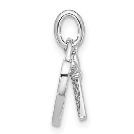 Sterling Silver Heart Key Pendant with Lock Design and Cubic Zirconia