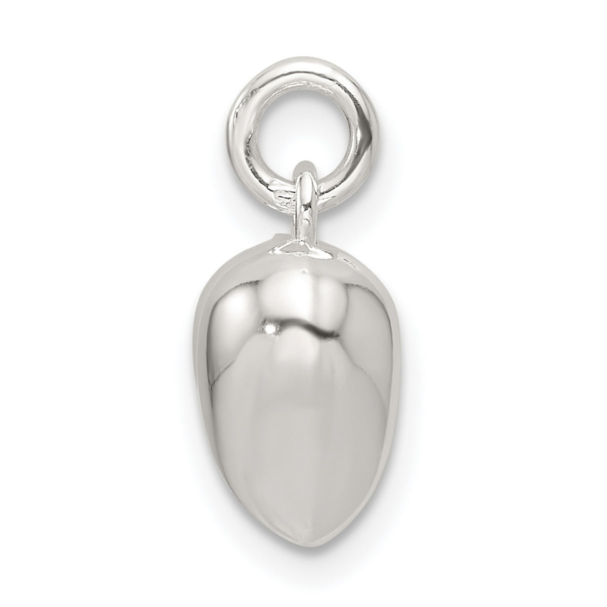 Sterling Silver Heart Pendant with Polished Finish, Smooth Puffed Charm Design for Women