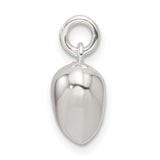 Sterling Silver Heart Pendant with Polished Finish, Smooth Puffed Charm Design for Women