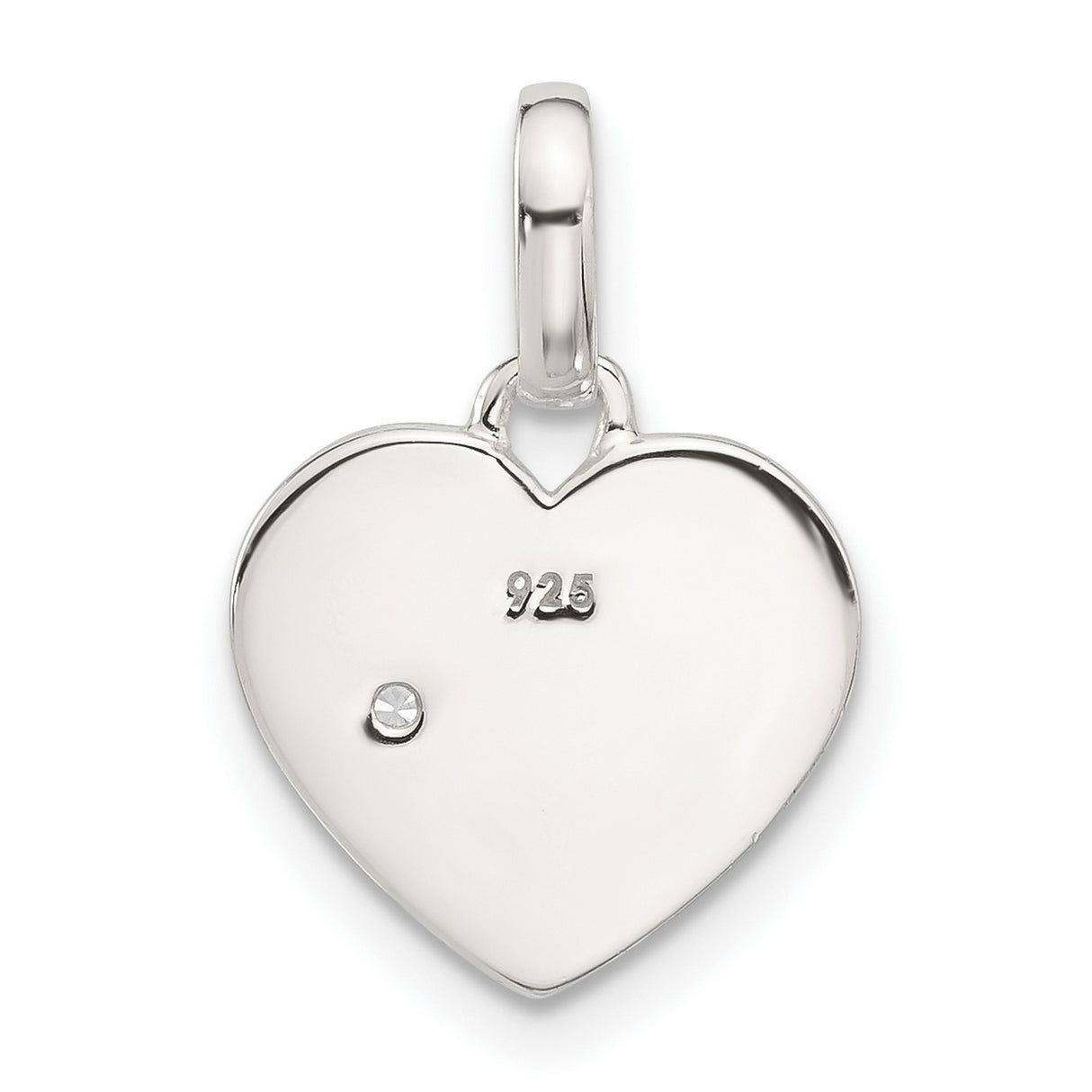 Sterling Silver Heart Pendant with Cubic Zirconia, Starburst Design, Romantic Jewelry for Women