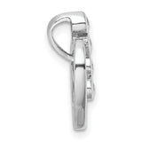 Sterling Silver Heart Pendant with Cubic Zirconia, Open Vertical Design Charm