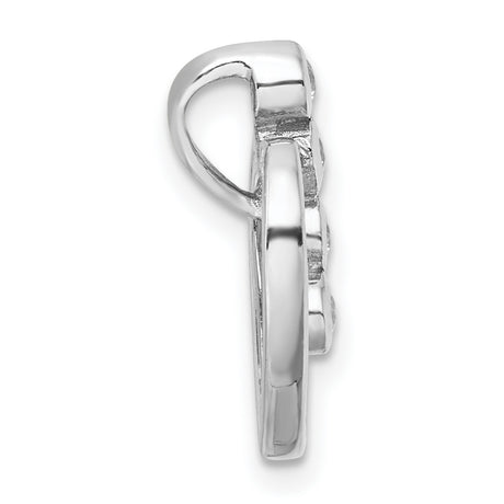 Sterling Silver Heart Pendant with Cubic Zirconia, Open Vertical Design Charm