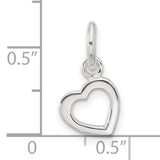 Sterling Silver Open Heart Pendant, Minimalist Outline Charm for Women