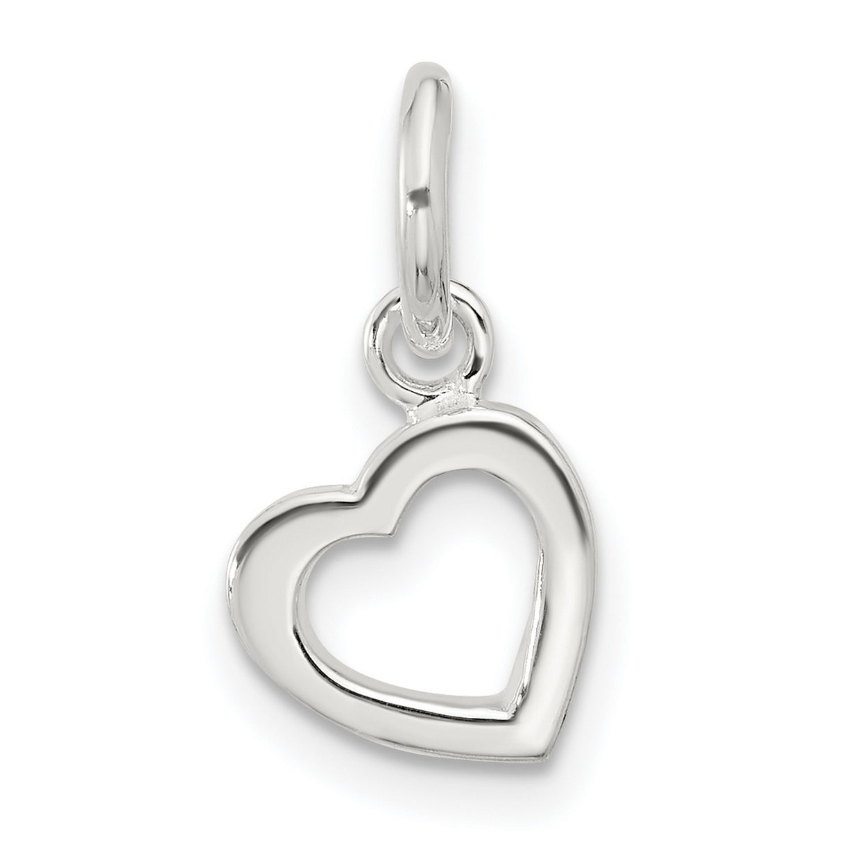 Sterling Silver Open Heart Pendant, Minimalist Outline Charm for Women