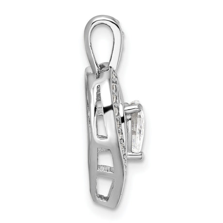 CZ Heart Charm Pendant in Real 925 Sterling Silver