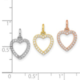 Sterling Silver Open Heart Pendant with Cubic Zirconia, Romantic Jewelry for Women
