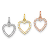 Sterling Silver Open Heart Pendant with Cubic Zirconia, Romantic Jewelry for Women