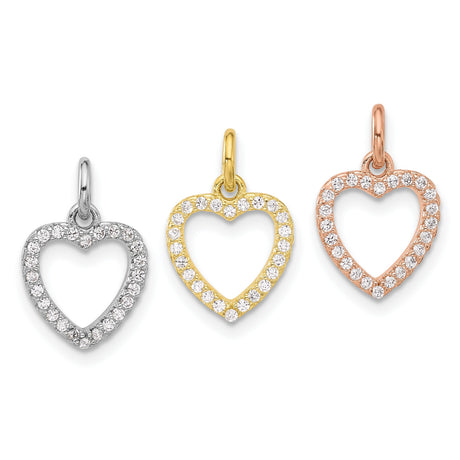 Sterling Silver Open Heart Pendant with Cubic Zirconia, Romantic Jewelry for Women