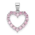 Sterling Silver Heart Pendant with Pink Cubic Zirconia, Open Heart Design for Women