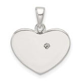 Sterling Silver Heart Pendant with Rose Gold Accent and Cubic Zirconia, Textured Romantic Design